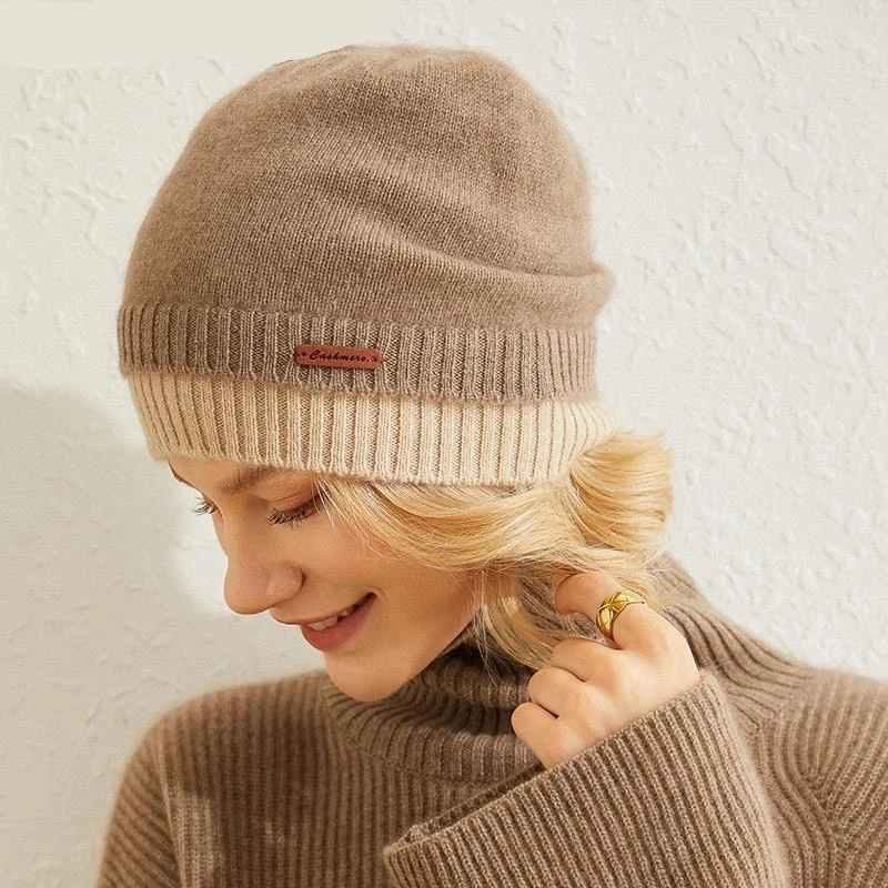 Bonnet En Cachemire Bicolore