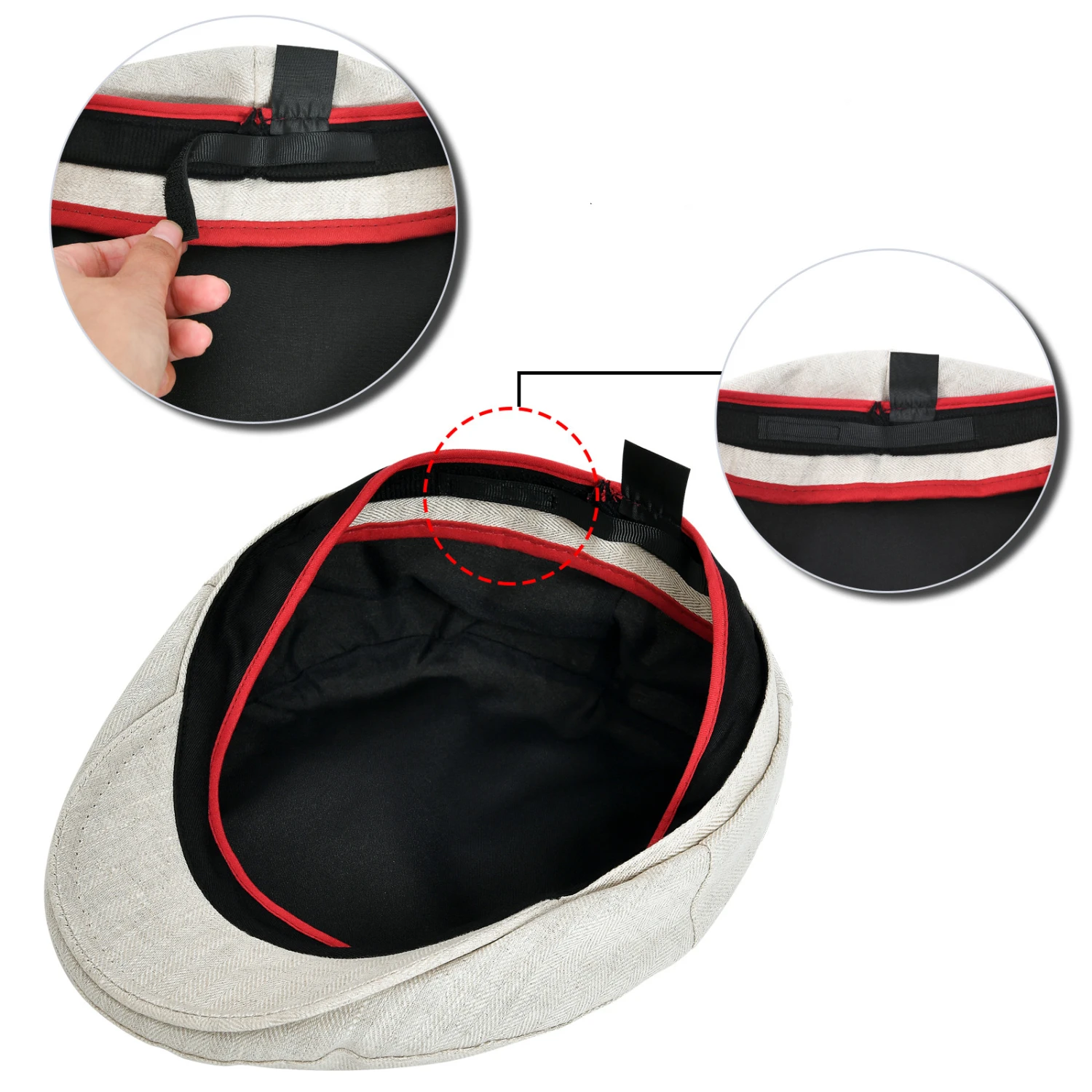 Casquette Gavroche Pour Hommes En Lin Couleur Neutre Unie – Image 2