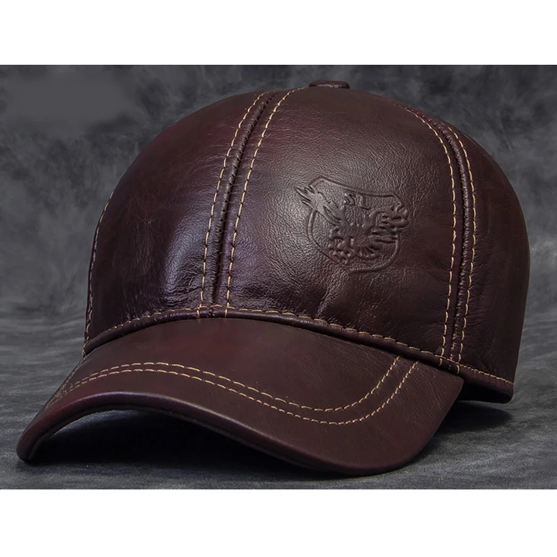 Casquette De Baseball En Cuir Avec Un Blason Aigle Imprimé – Image 2