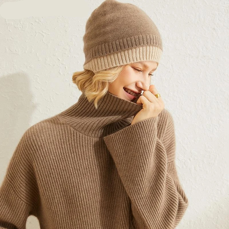 Bonnet En Cachemire Bicolore – Image 2