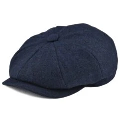 Casquette Gavroche En Laine Bleu Marine à Chevrons Pour Hommes Et Femmes