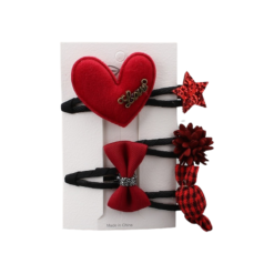 Barrette Bébé : Lot De Cinq Barrettes Bébé Cœur Rouge, étoile Rouge, Fleur Rouge, Nœud Rouge Et Bonbon Rouge