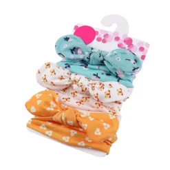 Bandeau Bébé Fille : Lot De Trois Bandeaux élastiques Jaune Fleuri Bleu Fleuri Et Blanc