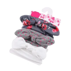 Bandeau Bébé Fille : Lot De Trois Bandeaux élastiques Gris Fleuri Gris Point Et Blanc Uni