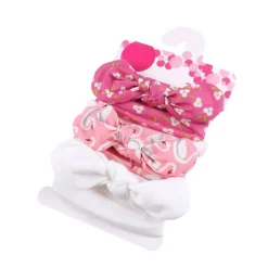 Bandeau Bébé Fille : Lot De Trois Bandeaux élastiques Rose Fleuri Rose Cygne Et Blanc Uni