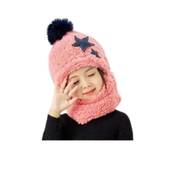 Cagoule Enfant Façon Polaire étoile Rose