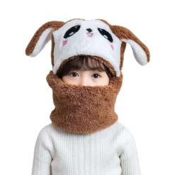 Cagoule Enfant Façon Polaire Lapin Marron