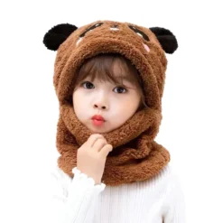 Cagoule Enfant Façon Polaire Marron