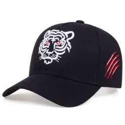 Casquette En Coton Brodée Tête De Tigre