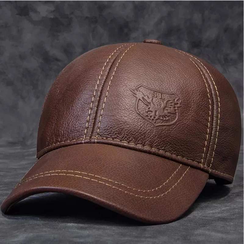 Casquette De Baseball En Cuir Avec Un Blason Aigle Imprimé