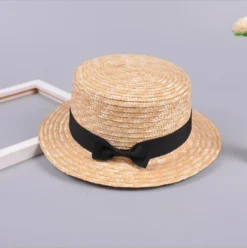 Chapeau De Soleil En Paille à Nœud Papillon Pour Enfants