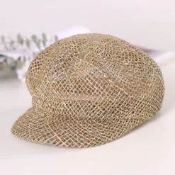 Casquette Ajourée En Paille Style Britannique Pour Femme
