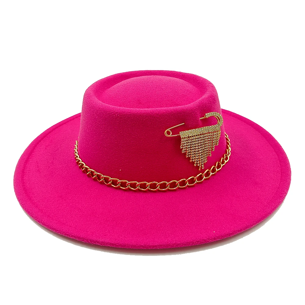 Chapeau En Laine Avec Chainette Et épingle Décoratives – Image 5