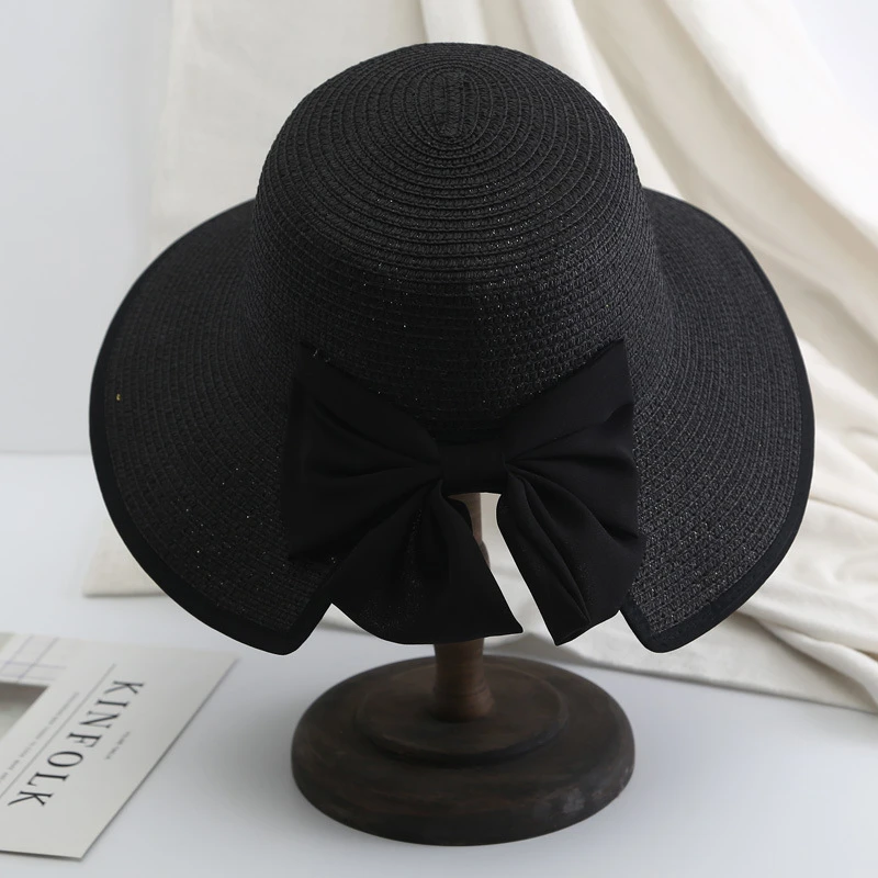 Chapeau De Paille Foncé Avec Gros Nœud – Image 4