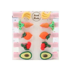 Barrette Bébé : Lot De Dix Barrettes Bébé Banane, Carotte, Orange, Cerise Et Avocat