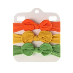 Bandeau Bébé Fille : Lot De Trois Bandeaux élastiques Orange Jaune Et Vert