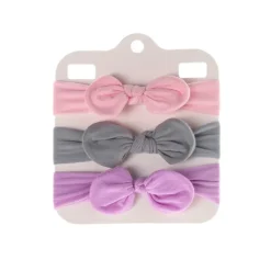 Bandeau Bébé Fille : Lot De Trois Bandeaux élastiques Rose Gris Et Violet