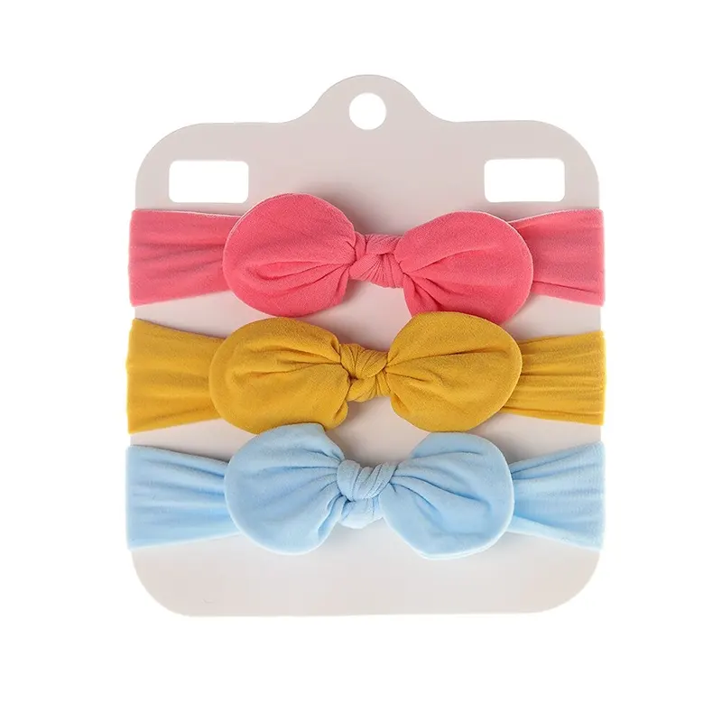 Bandeau Bébé Fille : Lot De Trois Bandeaux élastiques Rose Jaune Et Bleu