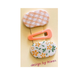 Barrette Bébé : Lot De Trois Barrettes Bébé Vichy Orange, Brillant Orange Et Liberty Orange