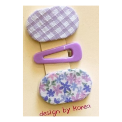 Barrette Bébé : Lot De Trois Barrettes Bébé Vichy Violet, Brillant Violet Et Liberty Violet