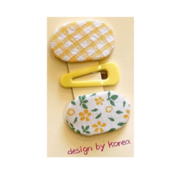 Barrette Bébé : Lot De Trois Barrettes Bébé Vichy Jaune, Brillant Jaune Et Liberty Jaune