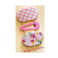 Barrette Bébé : Lot De Trois Barrettes Bébé Vichy Rose, Brillant Rose Et Liberty Rose