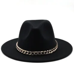 Chapeau Noir Ou Blanc Pour Femmes Et Hommes Avec Chaîne En Or