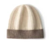 Bonnet Homme Beige Avec Ourlet Marron En Laine