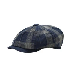 Casquette Gavroche Homme Bleue Et Grise à Carreaux