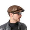 Casquette Gavroche Homme Marron En Cuir