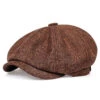 Casquette Gavroche Homme Marron Et Décontractée En Lin