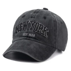 Casquette New York Noire En Coton Avec Sangle Réglable