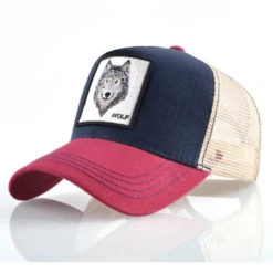 Casquette Trucker En Maille Avec Loup Brodé