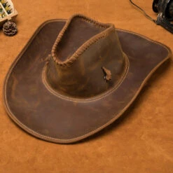 Chapeau Australien De Cowboy De Style Vintage En Cuir