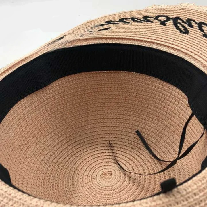 Chapeau En Paille Pour Femmes à Grand Bord Et Ruban Noir – Image 4