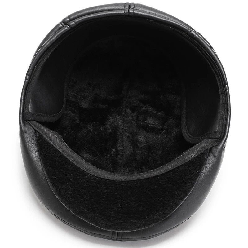 Chapeau De Pluie Homme Style Béret En Simili Cuir – Image 3