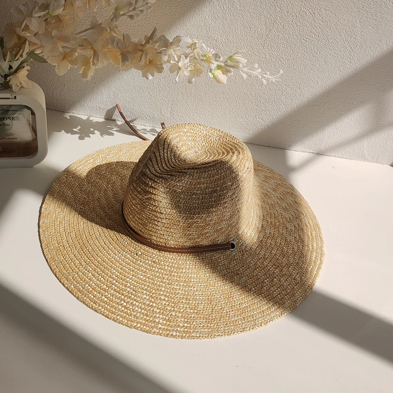 Chapeau De Paille Avec Sangle Effet Cuir